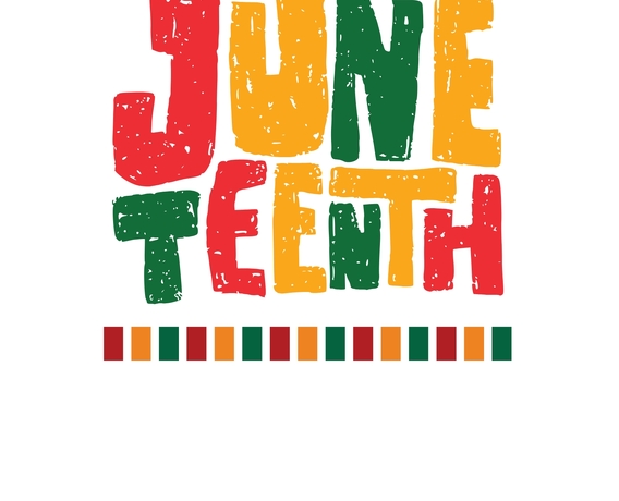 brightly colored graphic that reads \"Honoring Juneteenth\"