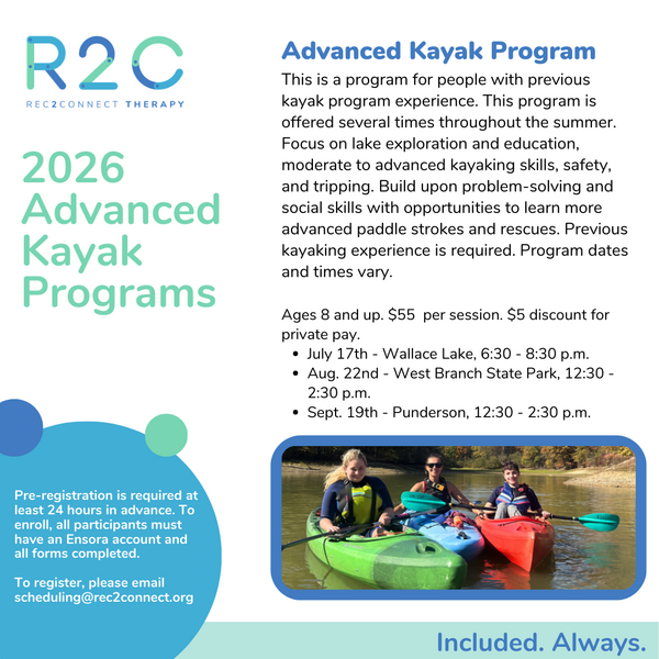 Rec2Connect's Advanced Kayak Program