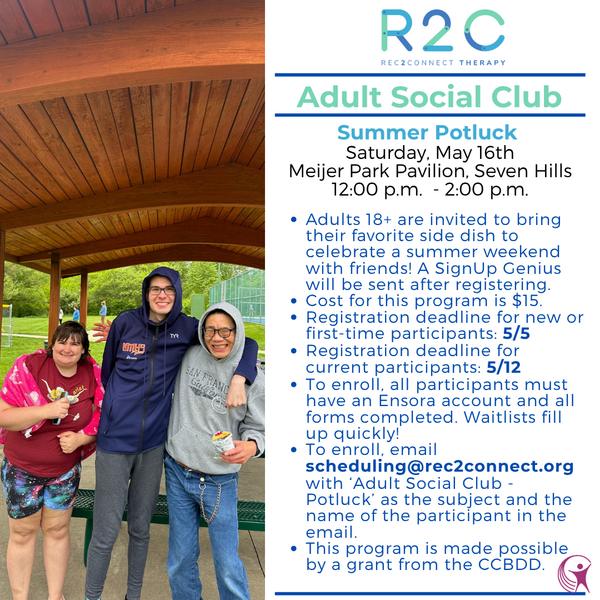 Rec2Connect's Adult Social Club Potluck
