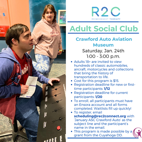 Rec2Connect's January Adult Social Club: Crawford Auto Aviation Museum