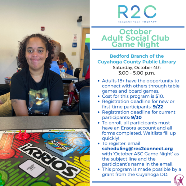 Rec2Connect's Adult Social Club Game Day
