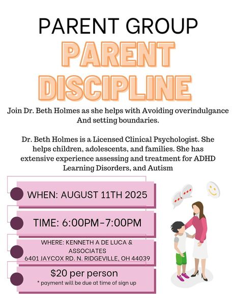Parent Group: Parent Discipline at Kenneth A. DeLuca, Ph.D., & Associates